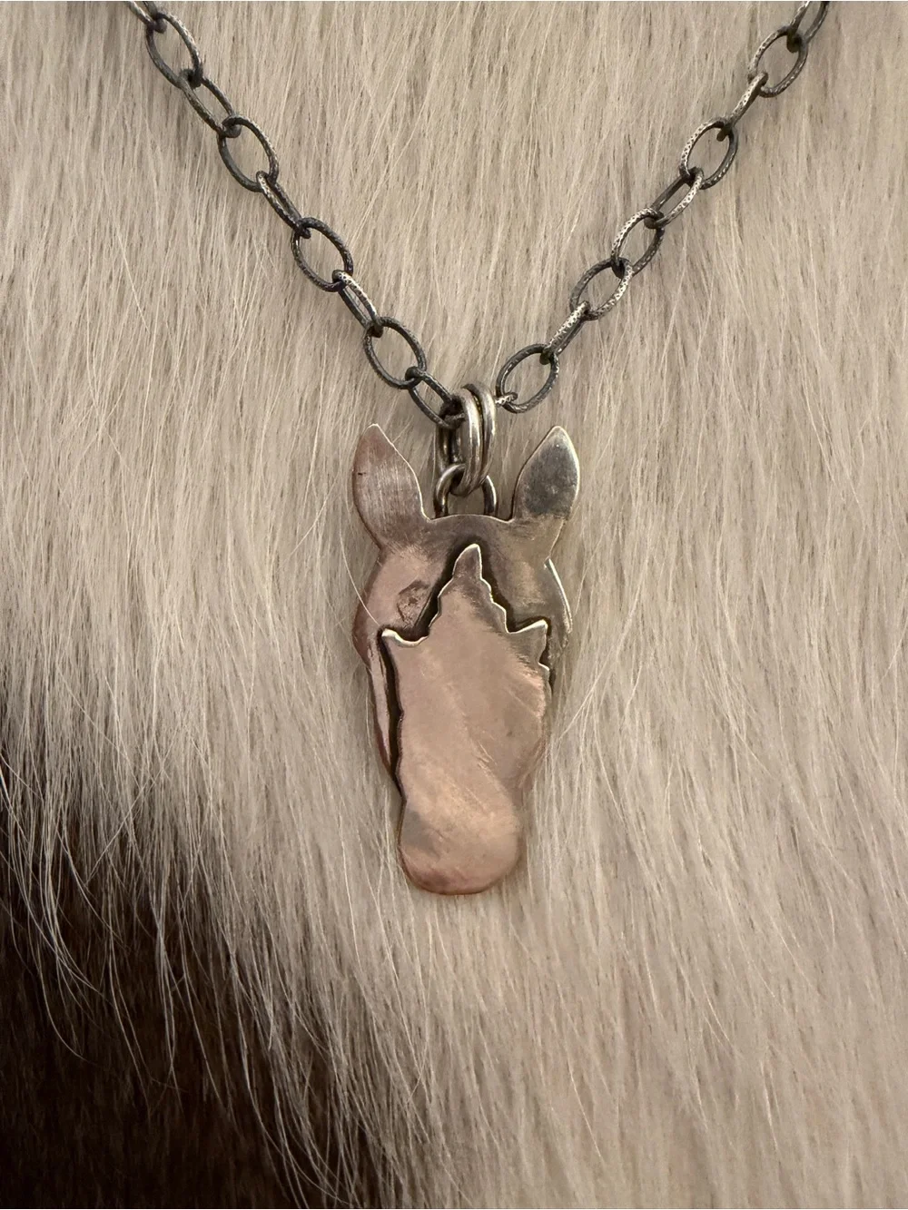 ❤️ Horse Head Silhouette Sterling Silver Hand Crafted Unisex Pendant 1.52”L
